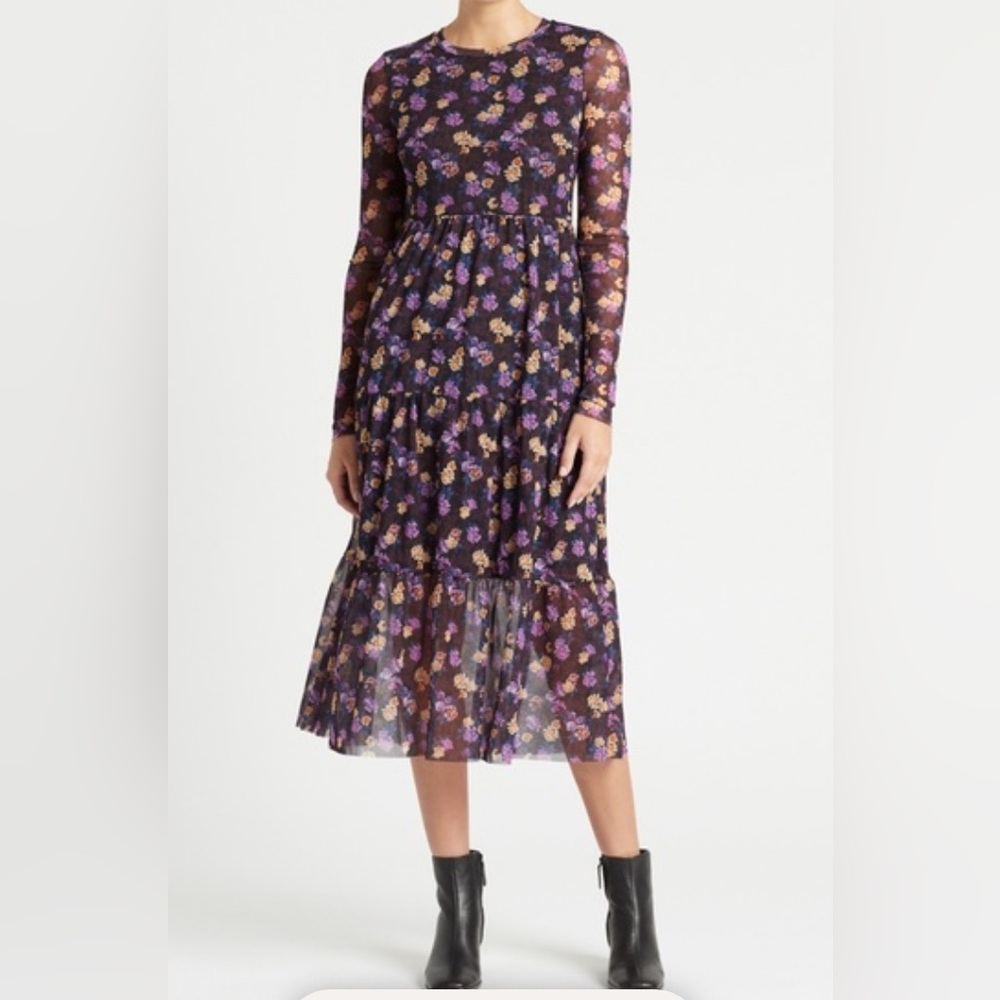 NEW BAUM UND PFERDGARTEN Jocelina Dress in Paris Flower Purple Size Medium